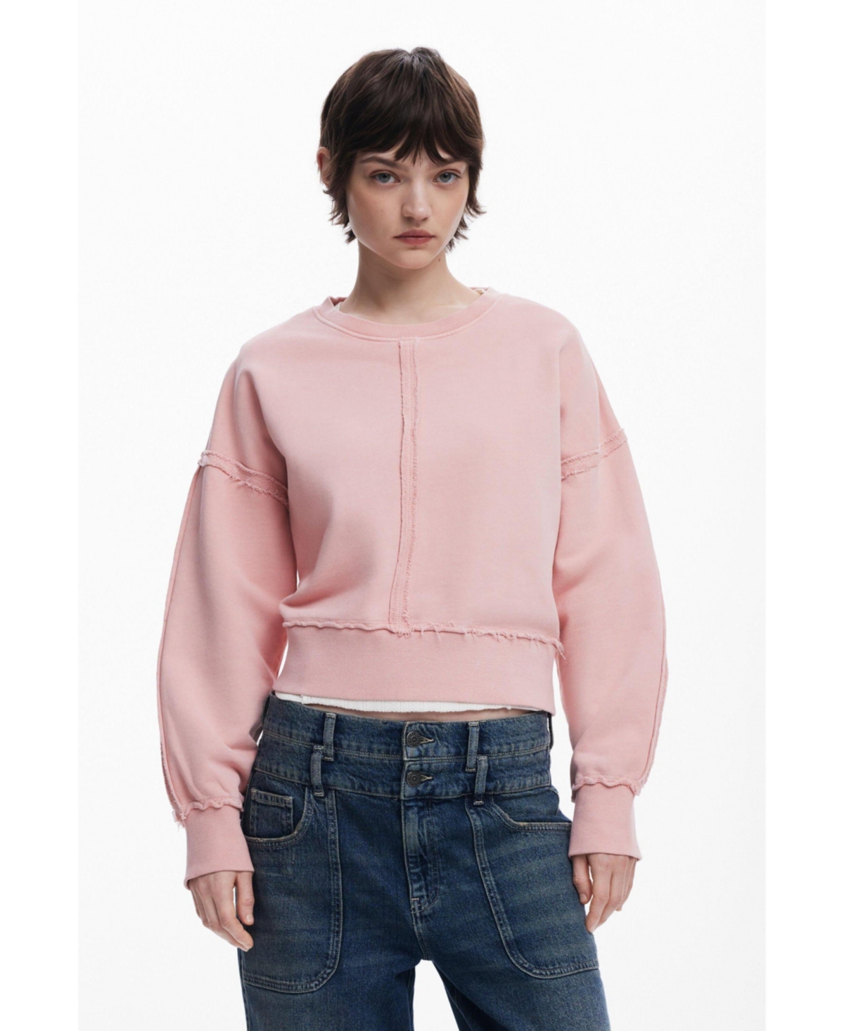Women's Topstitched sweatshirt - Pink