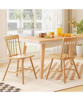 Farmhouse Kitchen Chair Set of 2 with Rubber Wood Frame