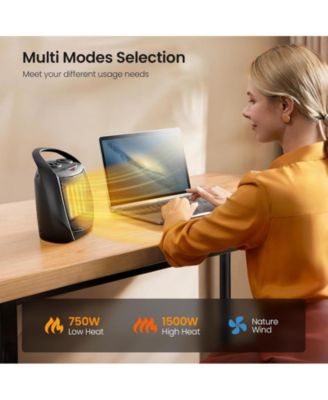 Small Electric Space Heater Ceramic Space Heater,Portable Heater Fan for Office with Adjustable Thermostat and Overheat Protection ETL Listed for Kitchen, 750W/1500W