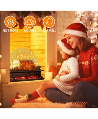 20" Electric Fireplace Log Heater with Crackling Sound, 750W/1500W, Remote, Timer & Overheat Protection for Home/Office