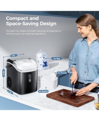 Nugget Countertop Ice Maker, Portable Pellet Ice Maker, 35 lbs/Day Chewable Ice, Self-Cleaning,Pebble Ice Maker for Home/Kitchen/Office(Stainless Steel