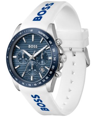 Men's Strike Quartz Chronograph White Silicone Watch, 41mm