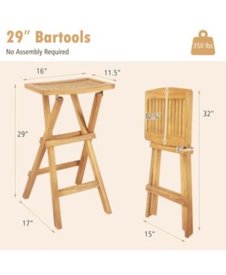 Set of 2 No Assembly Outdoor Bar Stools with Countered Seat