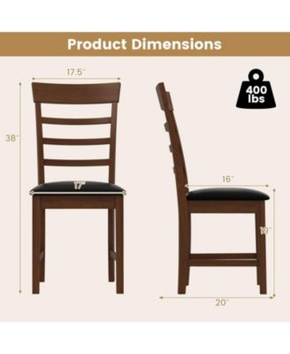 Wooden Dining Chair with Rubber Wood Frame Set of 2