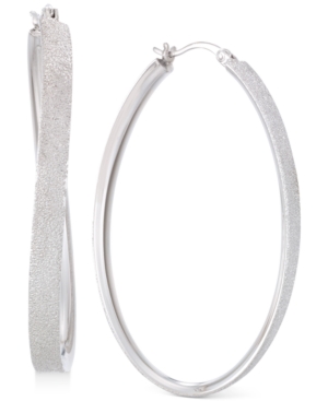 image of Simone I. Smith Satin-Finished Hoop Earrings in Platinum over Sterling Silver