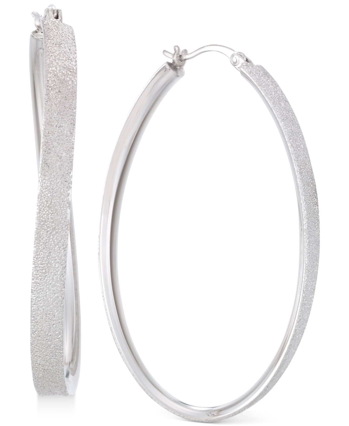 Satin-Finished Hoop Earrings in Platinum over Sterling Silver