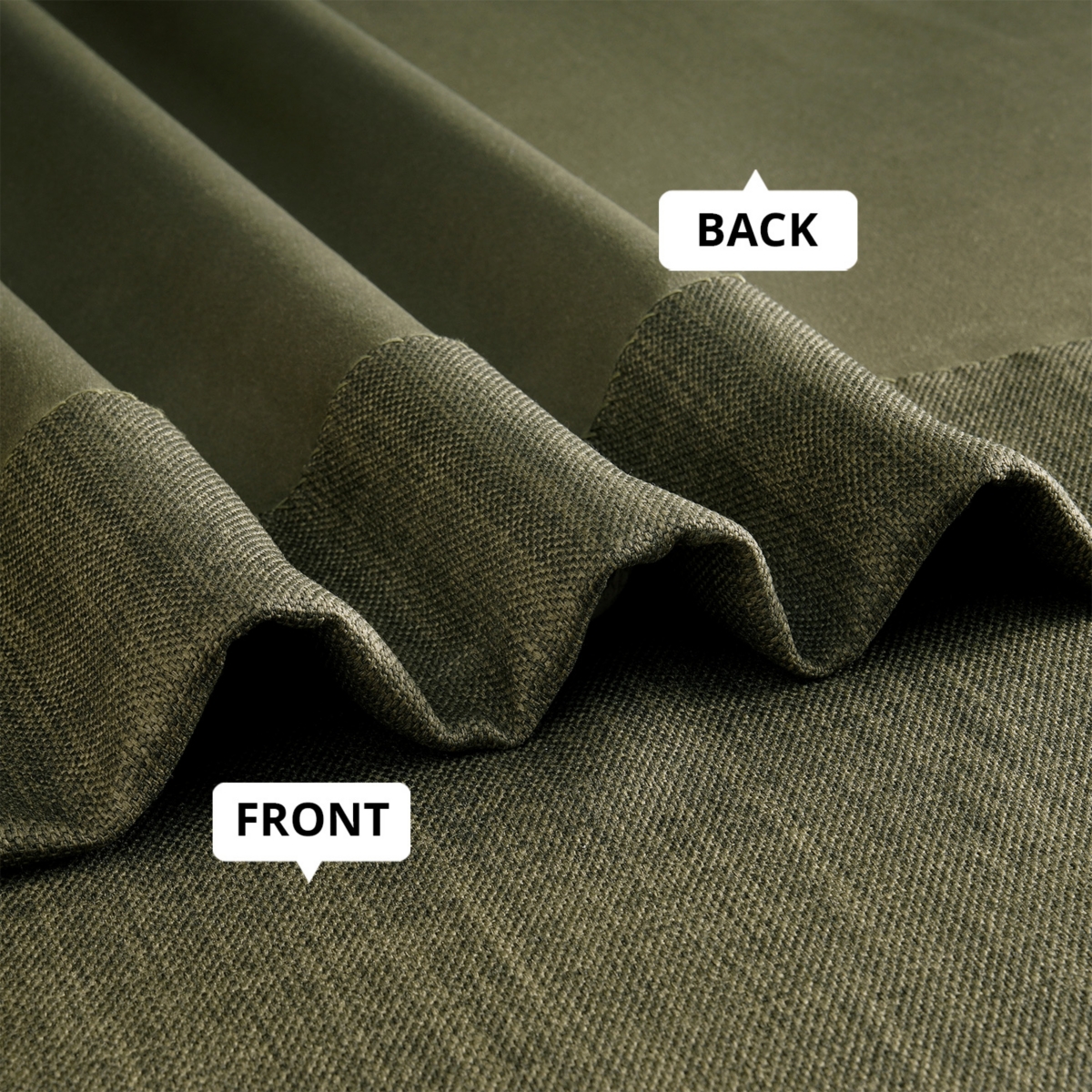 Half Price Drapes Khaki Green Extra Wide Textured Faux Linen Room Darkening Curtain In Green