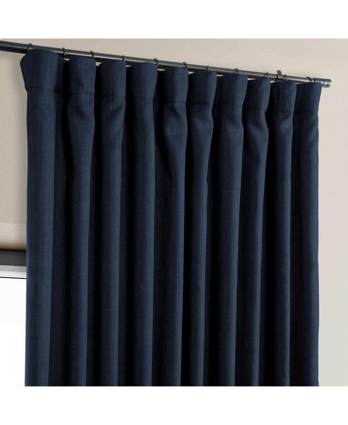 Half Price Drapes Extra Wide Textured Faux Linen Room Darkening Curtain In Blue