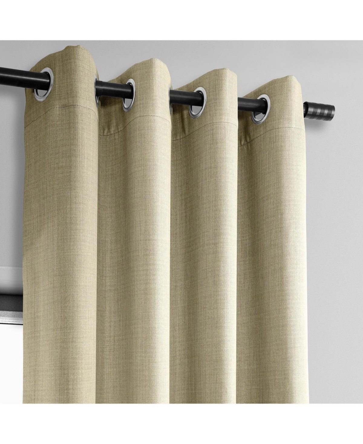 Half Price Drapes Thatched Tan Grommet Textured Faux Linen Room Darkening Curtain In Beige,tan