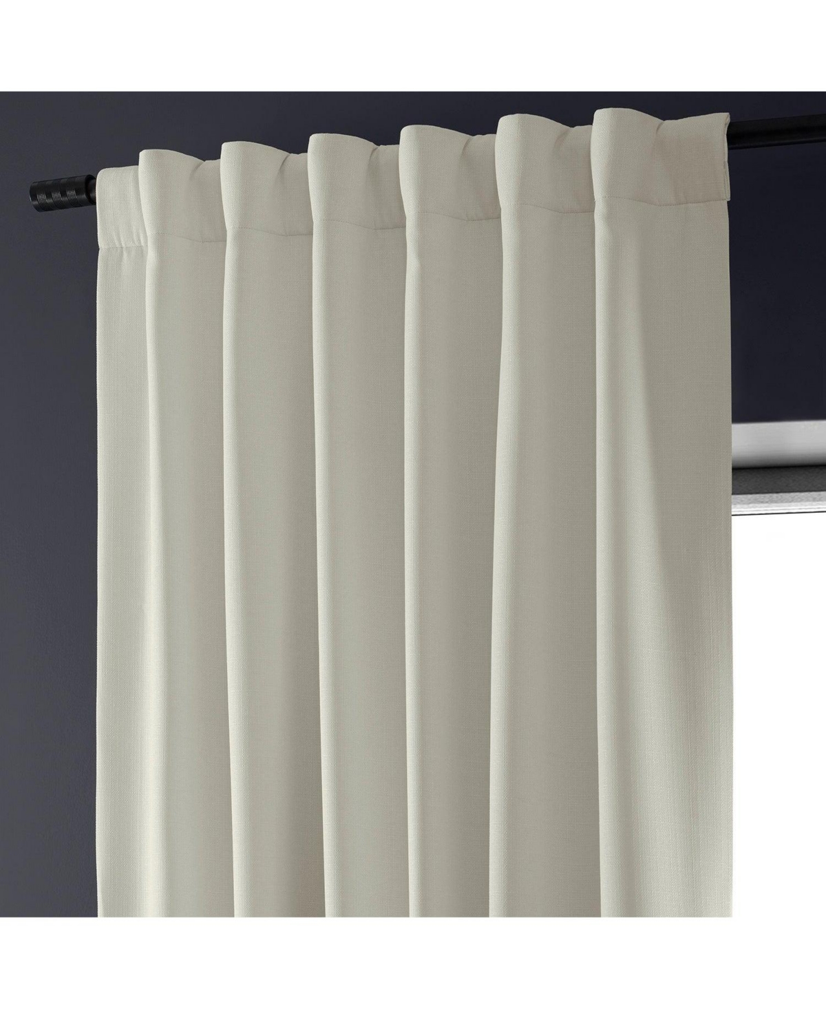 Half Price Drapes Excursion Ivory Faux Linen Hotel Blackout Curtain In White