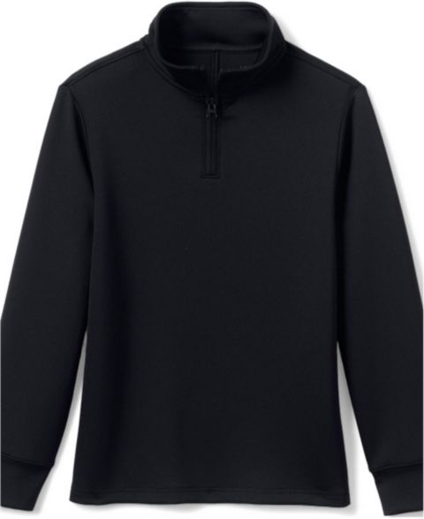 Свитер Lands' End Active Performance Quarter Zip Pullover для девочек, цвет: Чёрный