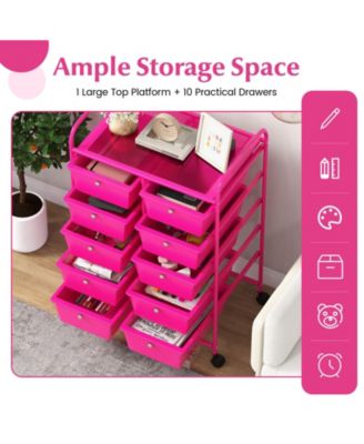 10-Drawer Rolling Storage Cart Versatile and Mobile Storage Solution for Home or Office