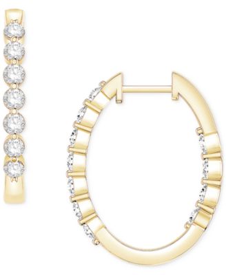 Macy's - Diamond In & Out Small Hoop Earrings (1 ct.tw.) in 14k Gold