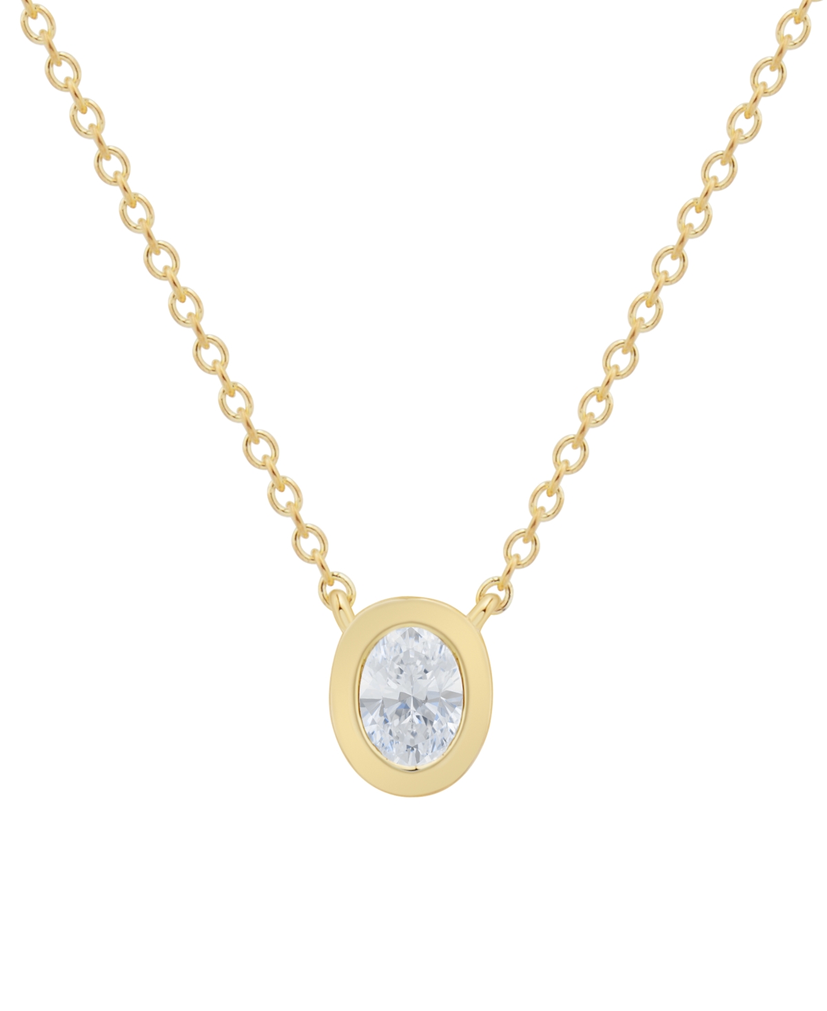 MACY'S DIAMOND BEZEL OVAL PENDANT 18" NECKLACE (1/5 CT. T.W.) IN 14K GOLD 