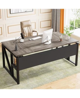 63 inches Computer Desk with Bottom Storage Shelf Home Office Desk Writing Table for Workstation, Cabinet not Included