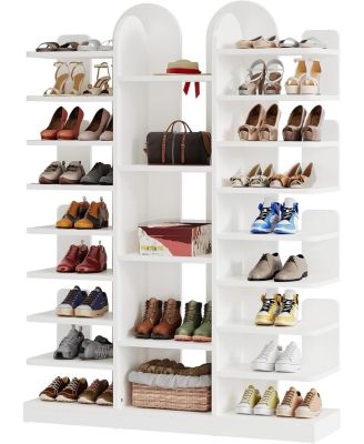 13-Tier Shoe Rack, Freestanding Tall Entryway Shoe Organizer with Open Shelves, 40 Pairs Wide Wooden Shoe Shelf Shoe Storage Cabinet