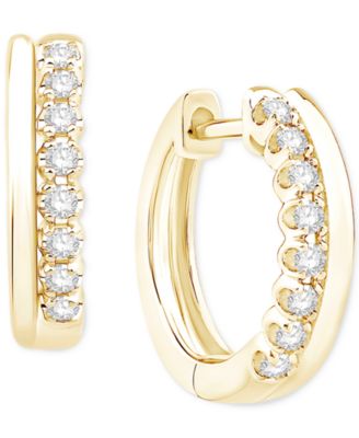 Macy's - Diamond Double Row Hoop Earrings (1/5 ct. tw.) in 10k Gold