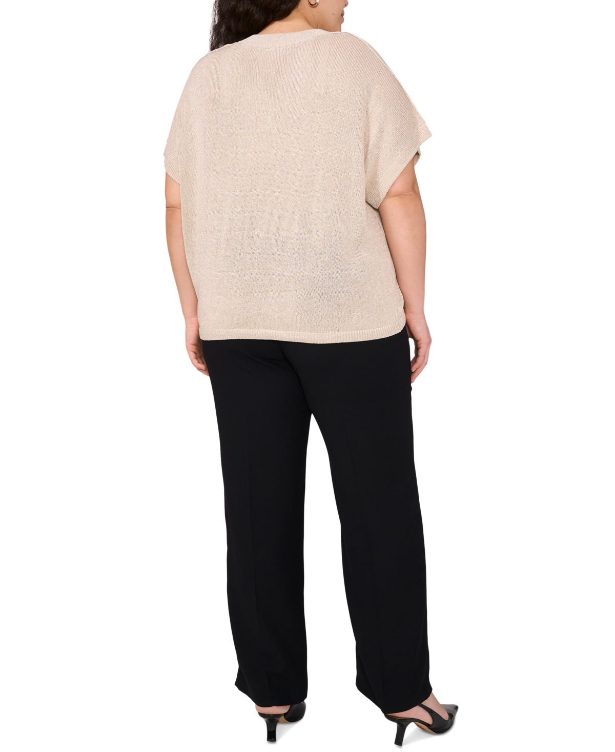 VINCE CAMUTO PLUS SIZE METALLIC DOLMAN-SLEEVE TOP 