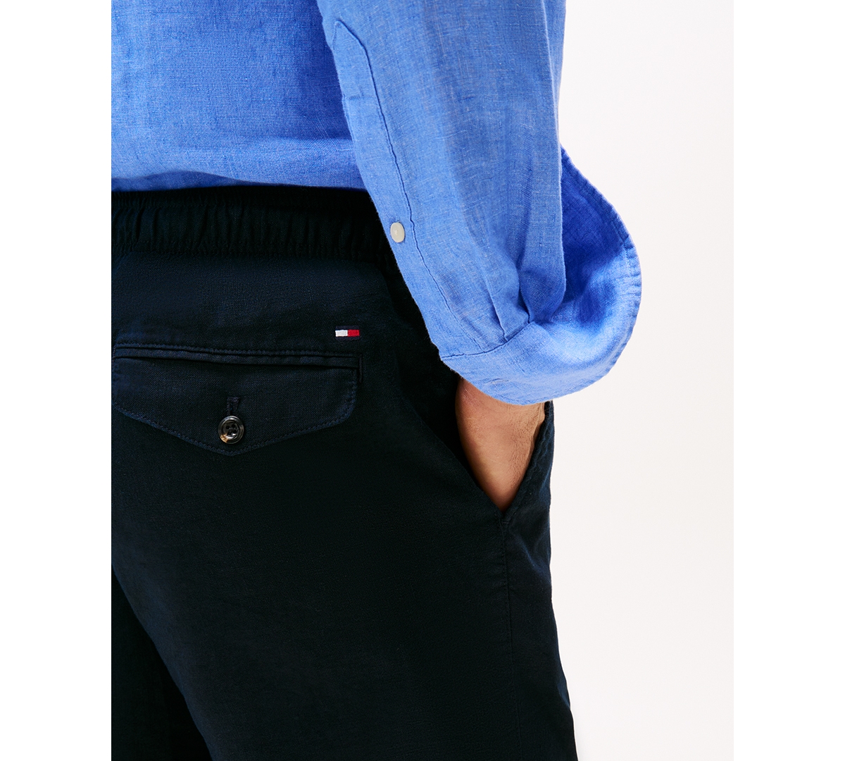 TOMMY HILFIGER MEN'S BIG & TALL BROOKLYN 11.25" LINEN DRAWSTRING SHORTS