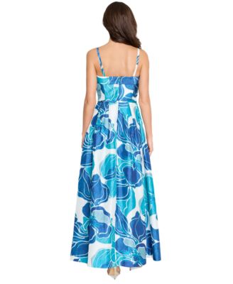 Tahari Women's Floral-Print Square-Neck Gown