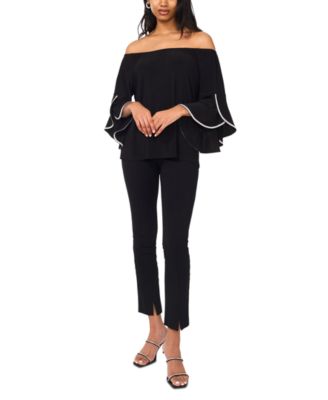 Plus Size Off-The-Shoulder 3/4-Embellished-Cuff Top