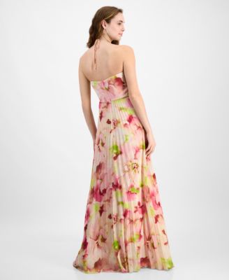 bridesmaid dresses by jordan Chic Light Blue Floral Print Tiered Ruffle Prom Dress with Deep V-Neck