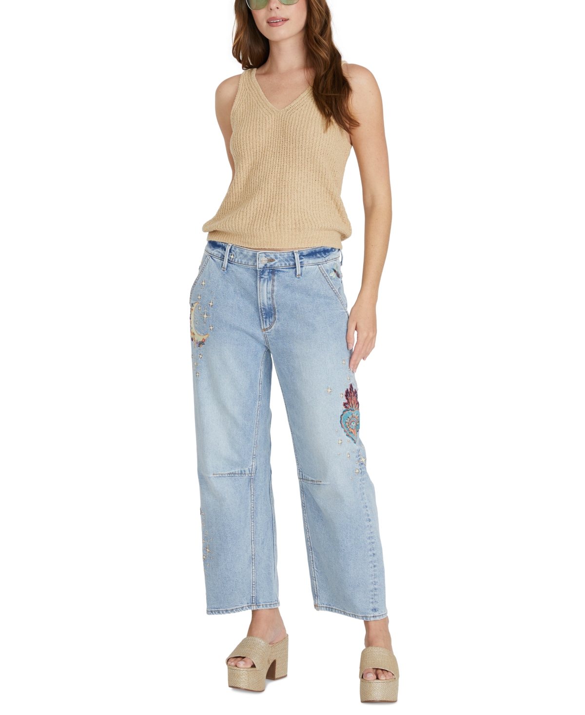 Driftwood Barbara X Hallucination High Rise Cropped Wide Leg Jeans In Light Wash In Light Wash