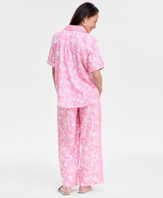 JM COLLECTION WOMENS LINEN BLEND BUTTON UP TOP PANTS EXCLUSIVELY AT MACYS 