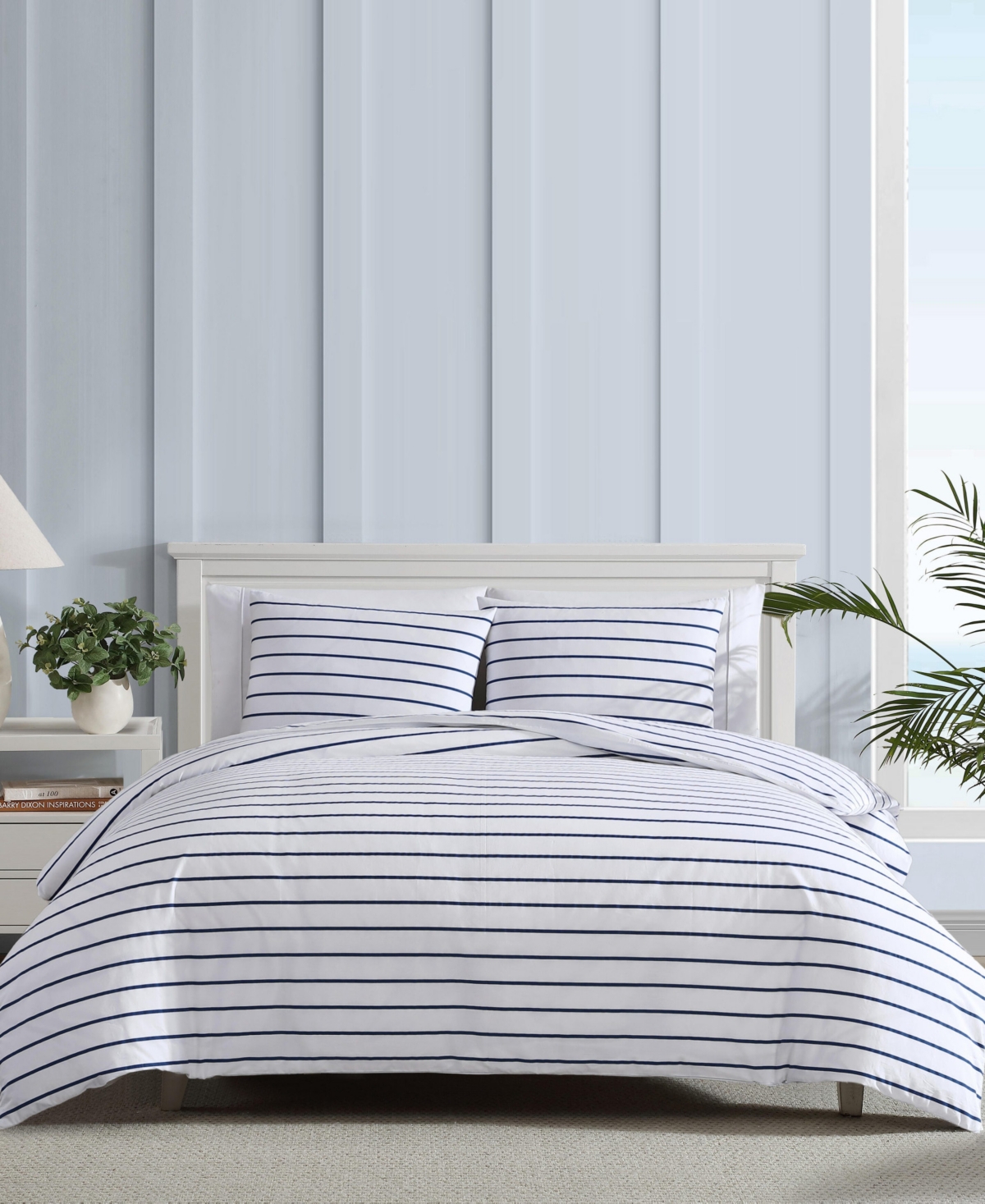 Nautica Brenton Stripe Percale Duvet Cover Set In Blue