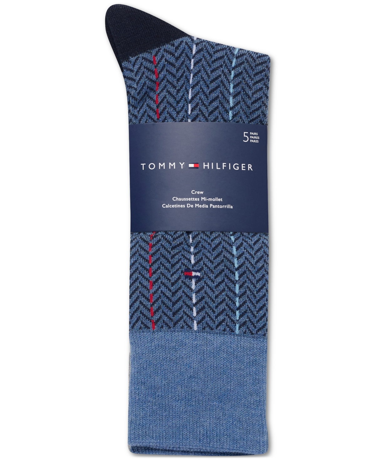 Shop Tommy Hilfiger Men's Crew Dress Socks, Pack Of 5 In Denim Heather Assorted