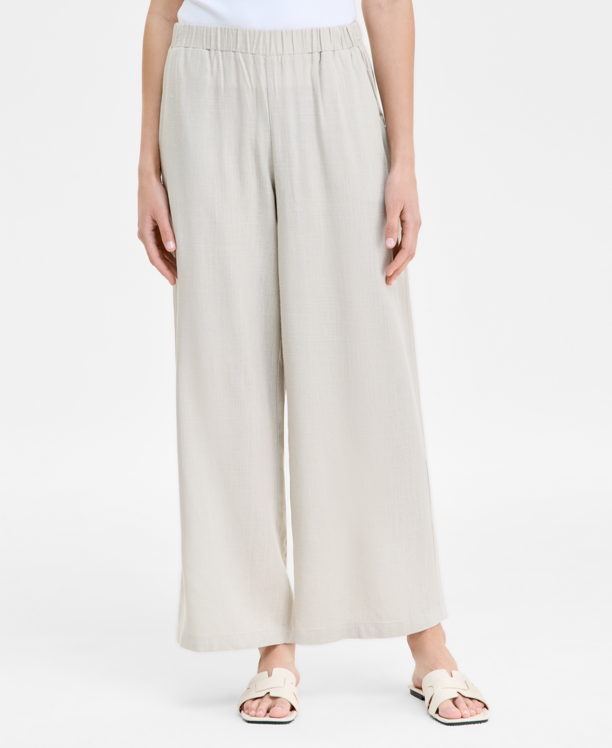 Shop Jm Collection Women's Linen Blend Wide-leg Pull-on Pants, Exclusively At Macy's