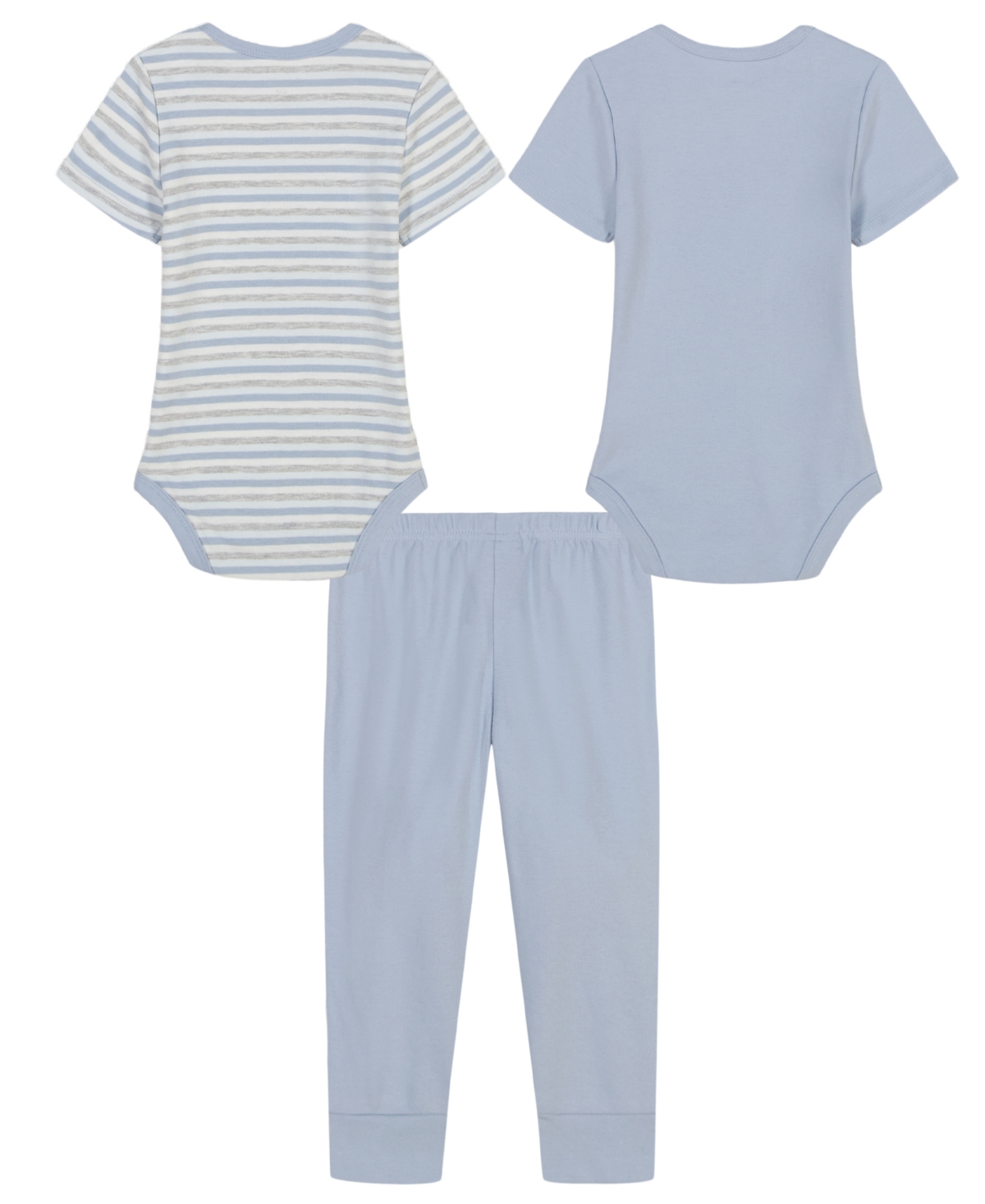 CALVIN KLEIN BABY BOYS 3-PIECE 2 SHORT SLEEVE BODYSUITS AND BLUE FOG JOGGERS SET 