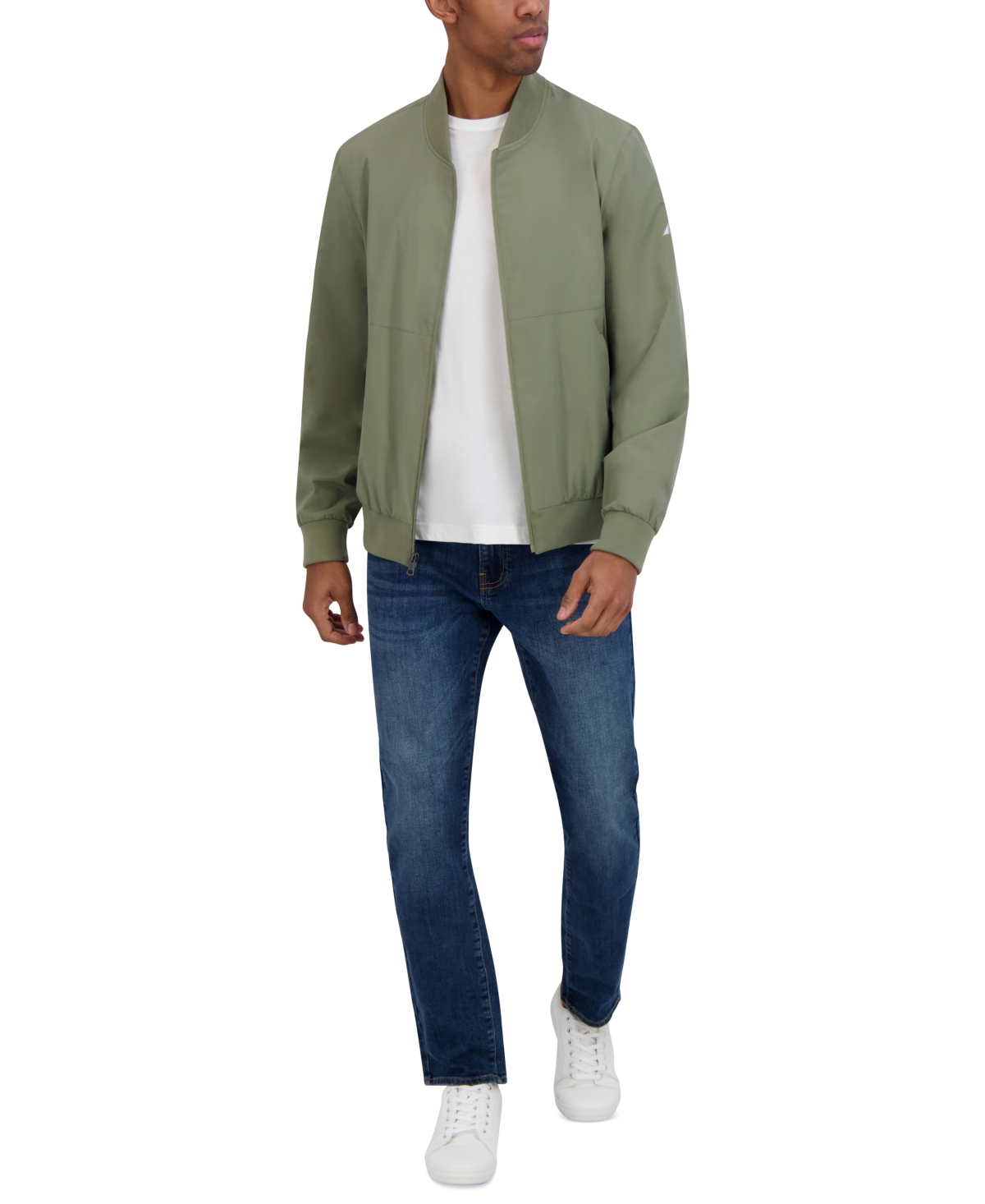 Nautica Men's Lightweight Flight Bomber Jacket In Rust Green