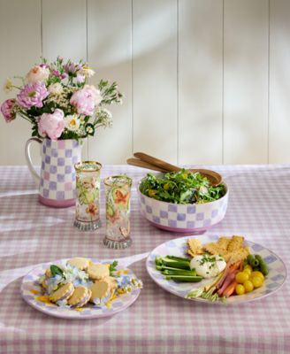 Lilac Check Round Platter