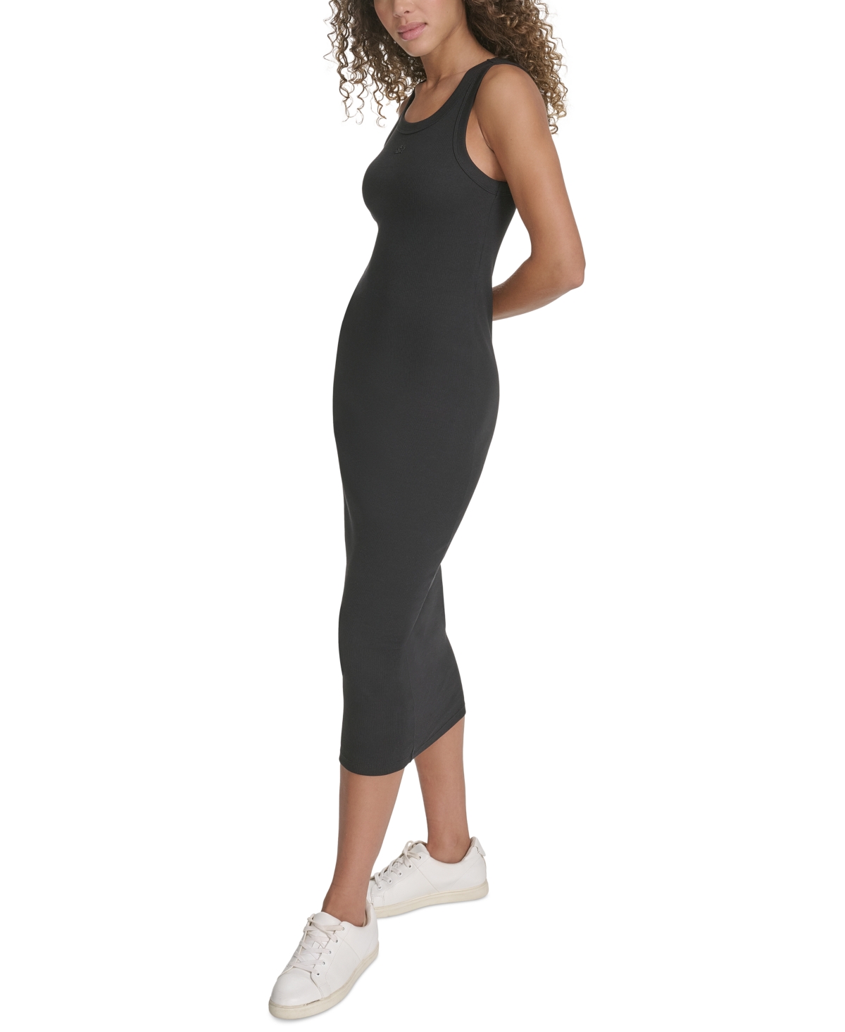Women's Cotton-Blend Ribbed-Knit Tank Dress - Deep Cobalt