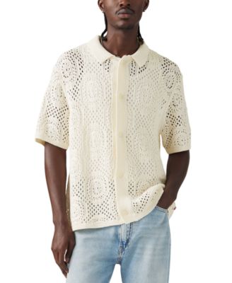 Levi's - Men's Straight-Fit Pointelle Crochet Button-Down Camp Shirt