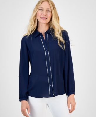 Macy's JM CollectionWomen's Printed Cotton-Poplin Blouse, Exclusively at Macy's main image 1