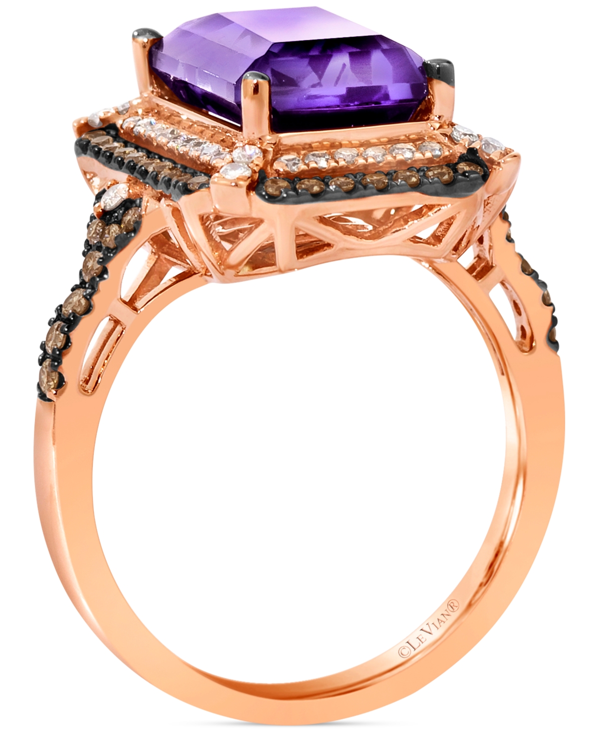 Le Vian Deep Sea Blue Topaz (3-7/8 ct. t.w.) & Diamond (5/8 Double Halo Ring 14k Rose Gold (Also Available White or Yello