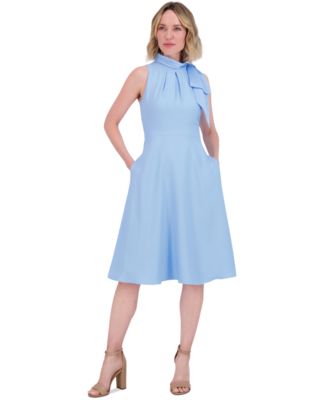 Eliza J - Women's Mock-Neck Bow-Trim Sleeveless Dress