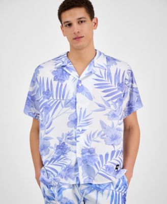 Men's Piranha Swim Trunks & Floral Beach Shirt