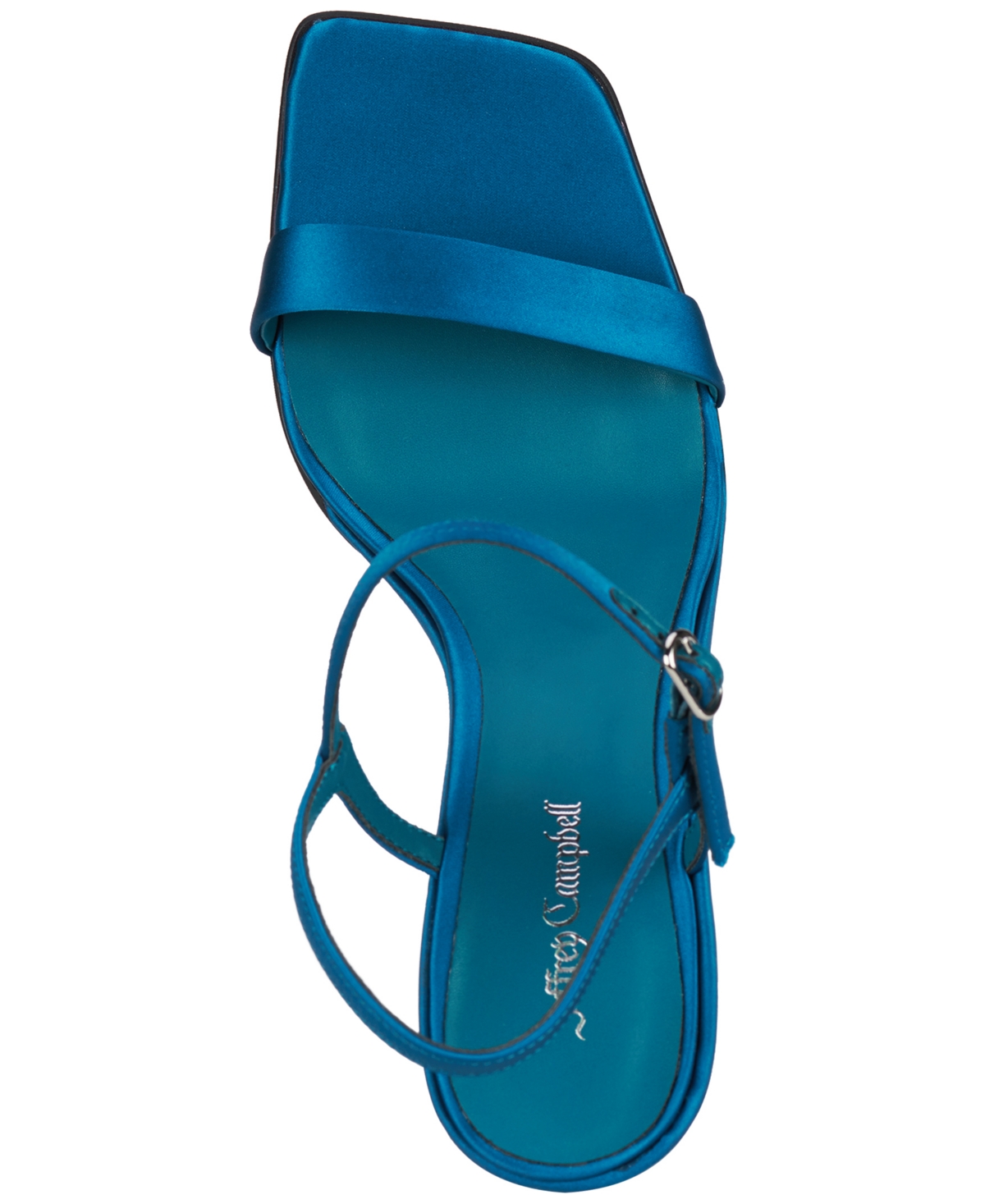 Jeffrey Campbell Kassandra Sculpted Two-piece Wedge Sandals In Blue Satin