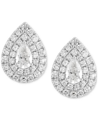 Lab Grown Diamond Pear & Round Double Halo Earrings (1-1/2 ct. t.w.) in 14k White Gold