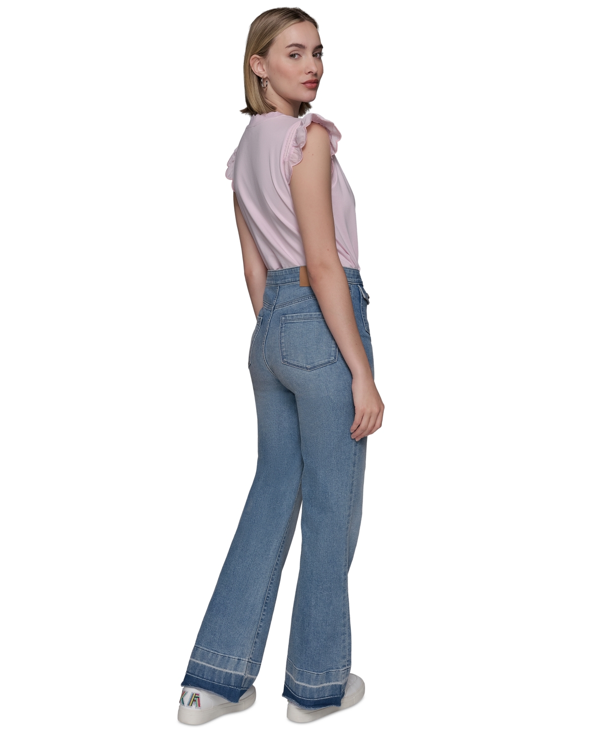 Shop Karl Lagerfeld Women's Patch Pocket Flare-leg Jeans