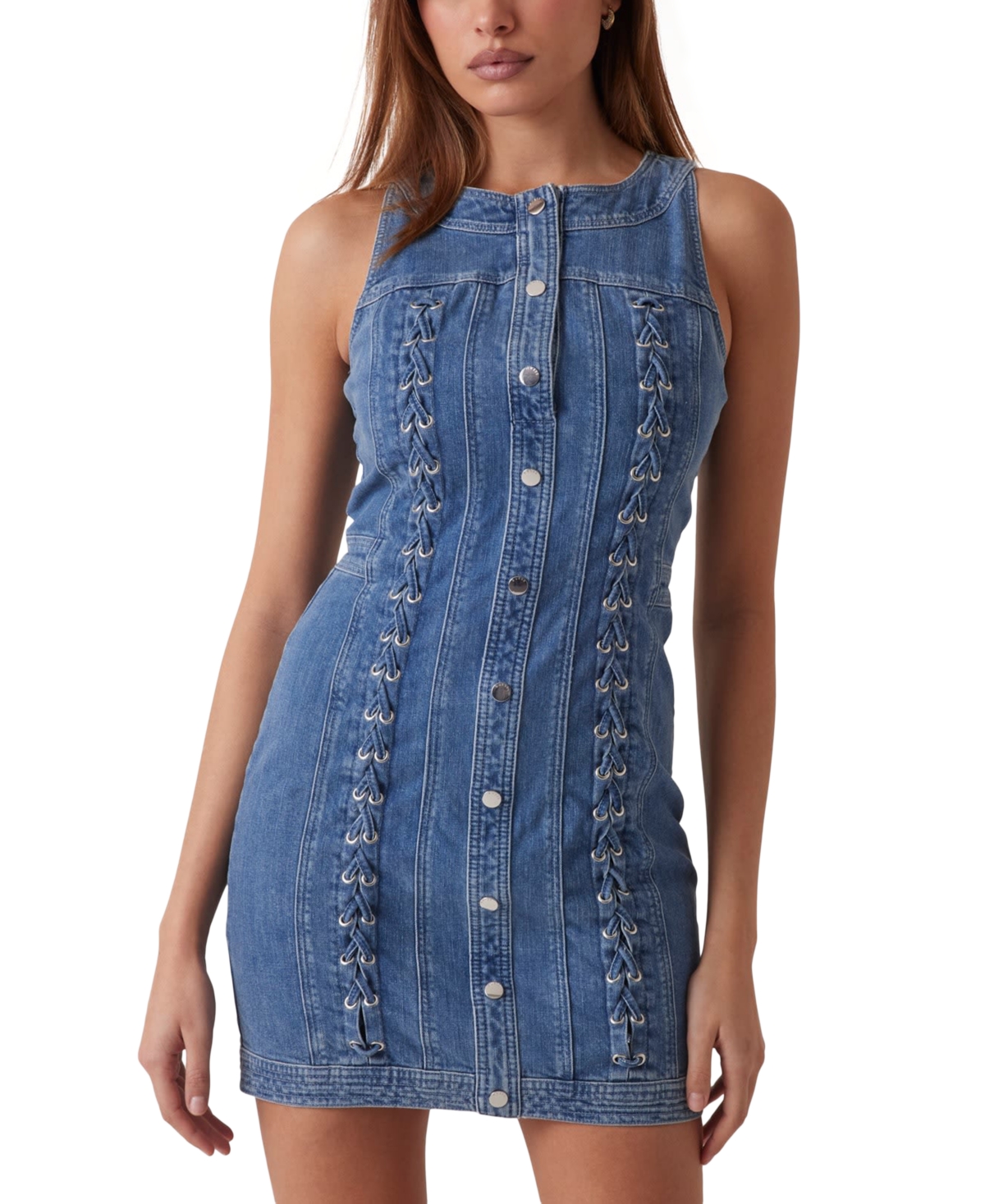 Shop Guess Women's Denim Lace-up Lisbeth Dress