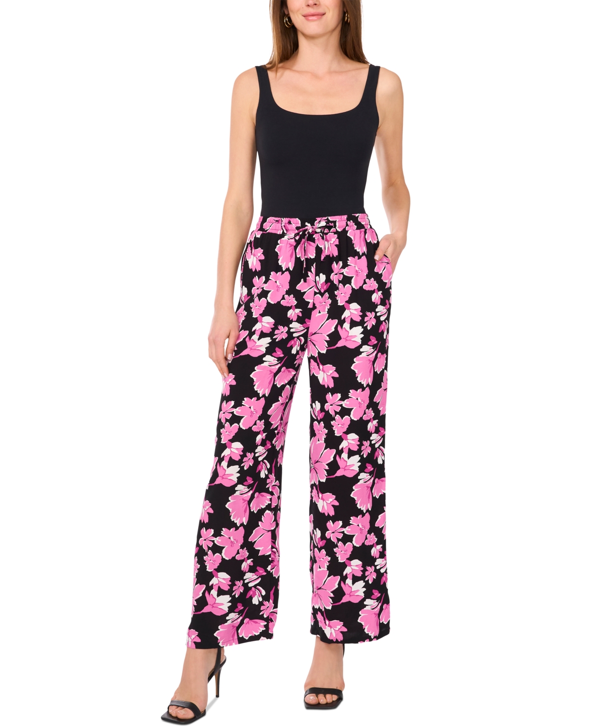 VINCE CAMUTO WOMEN'S FLORAL-PRINT WIDE-LEG PANTS 