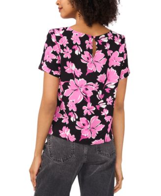 Women's Rolled-Cuff Printed Blouse