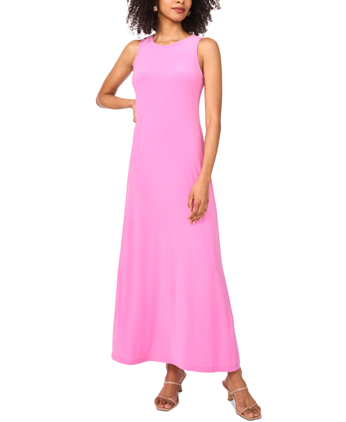 Vince Camuto Women's Crewneck Back Keyhole Sleeveless Dress In Violet Blush