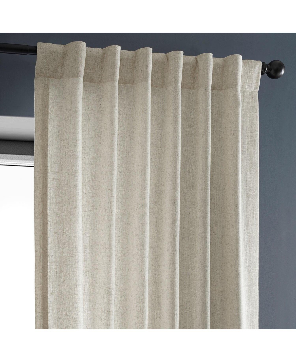 Half Price Drapes Malted Cream Heavy Faux Linen Curtain In Cream