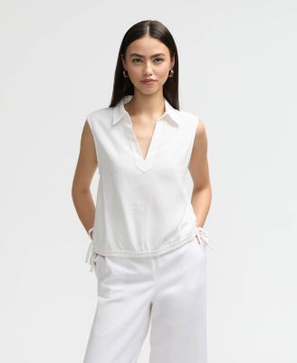 Women s Sleeveless Top with Side Drawcords