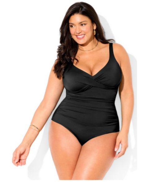 Купальник, V-образный вырез — Swimsuits for All, цвет: Чёрный